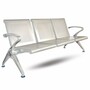 Casa Padrino 3er Besucherbank / Wartezimmerbank Silber 180 cm - Wartezimmer M�bel