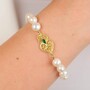 Casa Padrino Armband Herz von Viana Gr�n aus Vergoldetem Silber