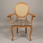 Casa Padrino Armlehnstuhl Naturfarben / Grau - Esszimmerstuhl mit Rattan R�ckenlehne 