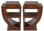 Casa Padrino Art Deco Beistelltisch Set Braun 50 x 40 x H. 75 cm - Mahagoni Beistelltische mit Schublade - Nachttische - Luxus Qualit�t