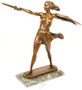 Casa Padrino Luxus Bronze Skulptur Amazonen K�mpferin Bronzefarben / Grau 51,8 x 13,8 x H. 47,7 cm - Bronzefigur mit Marmorsockel - Dekofigur 