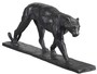 Casa Padrino Luxus Bronze Skulptur Leopard Schwarz 49 x 7 x H. 18,5 cm - Bronzefigur - Tierfigur - Deko Accessoires