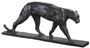 Casa Padrino Luxus Bronze Skulptur Leopard Schwarz 49 x 7 x H. 18,5 cm - Bronzefigur - Tierfigur - Deko Accessoires