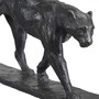 Casa Padrino Luxus Bronze Skulptur Leopard Schwarz 49 x 7 x H. 18,5 cm - Bronzefigur - Tierfigur - Deko Accessoires