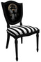 Casa Padrino Art Deco Esszimmerstuhl Set Wei� / Mehrfarbig / Schwarz - 6 Handgefertigte Art Deco K�chen St�hle mit Streifen und Design - Art Deco Esszimmer M�bel