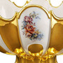 Casa Padrino Barock Sch�ssel mit Blumen Design Gold / Wei� / Mehrfarbig 52 x 42 x H. 32 cm - Prunkvolle handgefertigte & von Hand bemalte Keramik Sch�ssel veredelt mit 24 Karat Gold