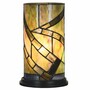 Casa Padrino Art Deco Tiffany Tischleuchte Gr�n / Braun / Schwarz H. 25 cm - Runde Schreibtischleuchte - Tiffany Leuchten 
