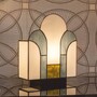 Casa Padrino Art Deco Tiffany Tischleuchte Wei� / Blau-Grau / Gr�n / Schwarz H. 28,5 cm