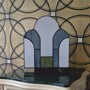 Casa Padrino Art Deco Tiffany Tischleuchte Wei� / Blau-Grau / Gr�n / Schwarz H. 28,5 cm
