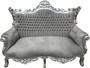 Casa Padrino Barock 2-er Sofa Master Grau / Silber  - Antik Stil M�bel 