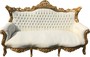 Casa Padrino Barock 3-er Sofa  Master Weiss / Gold mit Bling Bling Glitzersteinen - Antik M�bel  