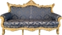 Casa Padrino Barock 3er Sofa Master Blau  Muster / Gold - Wohnzimmer Couch M�bel Lounge 