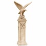 Casa Padrino Barock Garten Deko Adler Skulptur mit S�ule Beige H. 134 cm