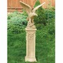 Casa Padrino Barock Garten Deko Adler Skulptur mit S�ule Beige H. 134 cm