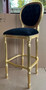 Casa Padrino Barock Barstuhl Schwarz / Gold - Prunkvoller Barockstil Massivholz Barhocker mit edlem Samtstoff - Barock Bar M�bel