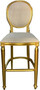 Casa Padrino Barock Barstuhl Cremefarben / Gold - Handgefertigter Antik Stil Barhocker - Barock Barmbel 