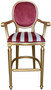 Casa Padrino Barock Barstuhl mit Armlehnen Bordeauxrot / Wei� / Gold - Gestreifter Antik Stil Samt Barhocker - Handgefertigte Barock Barm�bel