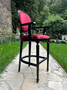 Casa Padrino Barock Barstuhl mit Armlehnen Bordeauxrot / Schwarz - Prunkvoller Barockstil Massivholz Barhocker mit edlem Samtstoff - Barock Bar M�bel