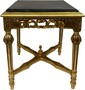 Casa Padrino Barock Beistelltisch Gold / Schwarz - Quadratischer Antik Stil Massivholz Tisch mit Marmorplatte - Wohnzimmer M�bel im Barockstil - Antik Stil M�bel - Barock M�bel 