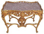 Casa Padrino Barock Beistelltisch Gold / Grau - Rechteckiger Antik Stil Tisch mit Marmorplatte - Wohnzimmer M�bel im Barockstil - Antik Stil M�bel - Barock M�bel