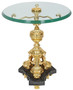 Casa Padrino Barock Beistelltisch Gold / Schwarz  53 x H. 67 cm - Runder vergoldeter Bronze Tisch mit Glasplatte und Marmorsockel - Barock Wohnzimmer M�bel 