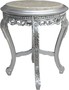 Casa Padrino Barock Beistelltisch Silber mit cremefarbener Marmorplatte 48 x 48 x H. 55 cm - Barockm�bel Beistell Tisch 