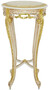 Casa Padrino Barock Beistelltisch mit Marmorplatte Wei� / Beige / Gold / Creme  40 x H. 90 cm - Runder Antik Stil Tisch - Barock Wohnzimmer M�bel