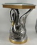 Casa Padrino Barock Beistelltisch Schwan mit Glasplatte Silber / Gold H. 78 cm - Barock M�bel