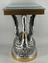 Casa Padrino Barock Beistelltisch Schwan mit Glasplatte Silber / Gold H. 78 cm - Barock M�bel