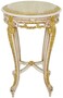 Casa Padrino Barock Beistelltisch mit Marmorplatte Wei� / Beige / Gold / Creme  40 x H. 60 cm - Runder Antik Stil Tisch - Barock Wohnzimmer M�bel