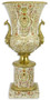Casa Padrino Barock Vase Creme / Mehrfarbig / Gold  30,8 x H. 64,5 cm - Prunkvolle Porzellan Blumenvase mit Sockel und 2 Bronze Griffen - Barock Deko Accessoires 
