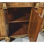 Casa Padrino Barock Boulle Kommode Braun / Gold mit wei�er Marmorplatte 130 cm - M�bel Schrank Sideboard
