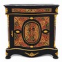Casa Padrino Barock Boulle Massivholz Kommode mit Marmorplatte Schwarz / Rot / Gold / Grau H. 105 cm - Barock Boulle M�bel