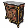 Casa Padrino Barock Boulle Massivholz Kommode mit Marmorplatte Schwarz / Rot / Gold / Grau H. 105 cm - Barock Boulle M�bel