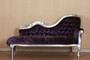 Casa Padrino Barock Chaiselongue Lila / Silber 150 x 78 x H. 90 cm - Mahagoni Chaiselongue mit edlem Samtstoff - Barock M�bel 
