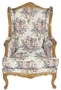 Casa Padrino Barock Ohrensessel Mehrfarbig / Braun / Gold 83 x 83 x H. 110 cm - Wohnzimmer Sessel mit Blumenmuster