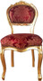 Casa Padrino Barock Damen Stuhl Bordeauxrot Muster / Gold 40 x 44 x H. 83 cm - Handgefertigter Schminktisch Stuhl mit edlem Satinstoff - Barock M�bel 