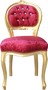 Casa Padrino Barock Damen Stuhl Bordeaux Muster / Gold mit Bling Bling Glitzersteinen - Schminktisch Stuhl