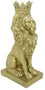 Casa Padrino Barock Deko Skulptur L�we mit Krone Gold 25 x H. 75 cm - Prunkvolle Kunstharz Dekofigur - Barock Wohnzimmer Deko Accessoires