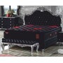 Casa Padrino Barock Doppelbett mit Glitzersteinen und Matratze Schwarz / Silber 160 x 200 cm 