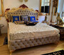 Casa Padrino Luxus Barock Doppelbett mit Matratze Grau / Gold / Braun - Prunkvolles Massivholz Bett - Luxus Schlafzimmer M�bel im Barockstil - Barock M�bel - Edel & Prunkvoll