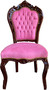 Casa Padrino Barock Esszimmerstuhl Rosa / Braun 53 x 57 x H. 108 cm - Handgefertigter Massivholz K�chenstuhl mit edlem Samtstoff - Barock Esszimmer M�bel 