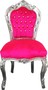 Casa Padrino Barock Esszimmer Stuhl Pink / Silber mit Bling Bling Glitzersteinen - M�bel Barock St�hle 