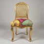 Casa Padrino Barock Esszimmerstuhl Gold / Mehrfarbig - Stuhl mit Rattan R�ckenlehne und Patchwork Sitz 