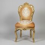 Casa Padrino Barock Esszimmerstuhl Gold / Orange - Prunkstuhl mit Medaillon Muster 
