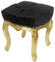 Casa Padrino Barock Fu�hocker Schwarz / Gold 45 x 40 x H. 35 cm - Handgefertigter Barock Hocker mit Glitzersteinen - Barockstil M�bel