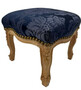 Casa Padrino Barock Fu�hocker Royalblau Muster / Naturfarben - Handgefertigter Antik Stil Hocker mit elegantem Muster - Wohnzimmer M�bel im Barockstil - Barock M�bel