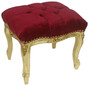 Casa Padrino Barock Fu�hocker Bordeauxrot / Gold 45 x 40 x H. 35 cm - Handgefertigter Barock Hocker mit Glitzersteinen - Barockstil M�bel