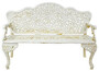 Casa Padrino Barock Gartenbank Cremewei� 133 x H. 86 cm - Prunkvolle Gusseisen Garten Sitzbank - Gusseisen Gartenm�bel - Barock Garten M�bel - Garten M�bel im Barockstil 