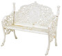 Casa Padrino Barock Gartenbank Antik Cremewei� 106,5 x H. 90 cm - Prunkvolle Gusseisen Garten Sitzbank - Gusseisen Gartenm�bel - Barock Garten M�bel - Garten M�bel im Barockstil 